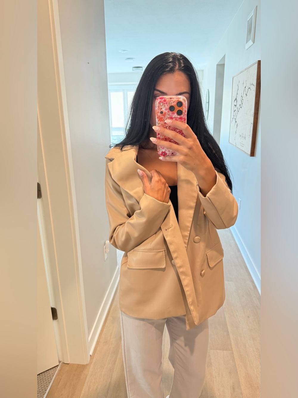 Missguided Beige Double-Breasted Blazer Jacket